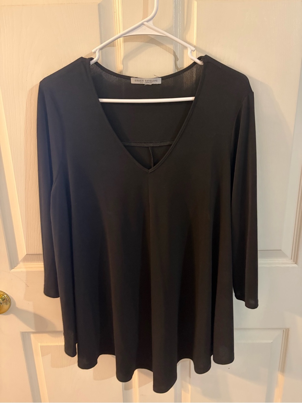 Green Envelope Los Angeles Black V-Neck Tunic Top 1X